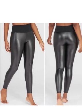 SPANX Black High-Waist Faux Leather Leggings